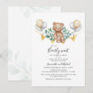 Eukalyptus Greenery Botanical Bear Baby Shower Einladung