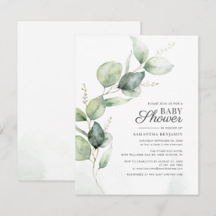 Eukalyptus Greenery Botanical Boy Baby Shower Einladung
