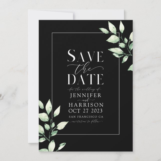 Eukalyptus Greenery Botanical Green Save the Date Einladung (Vorderseite)
