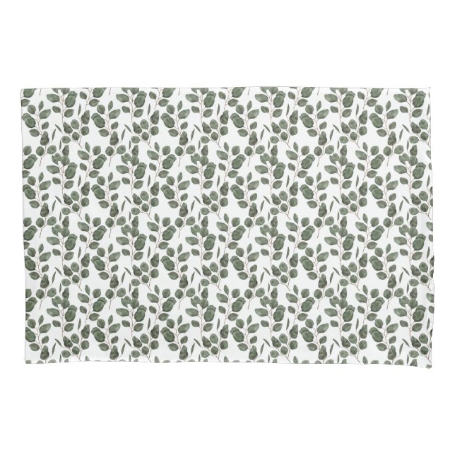 Eukalyptus Greenery Botanical Green White Trendy Kissenbezug (Vorderseite-Links)