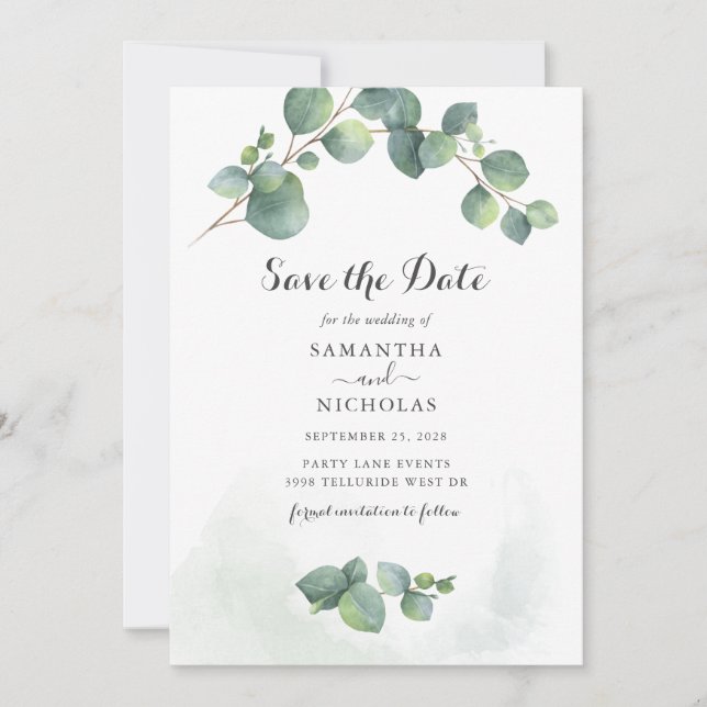Eukalyptus Greenery Botanical Save The Date (Vorderseite)