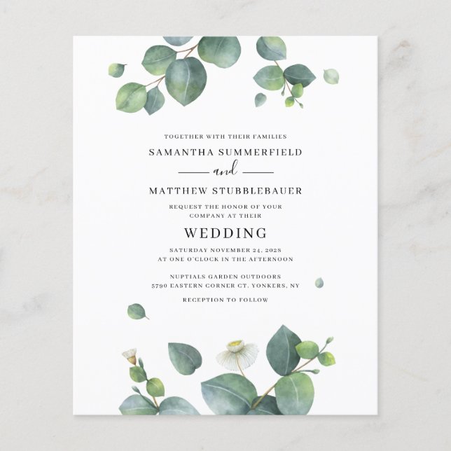 Eukalyptus Greenery Botanische Hochzeit (Vorderseite)