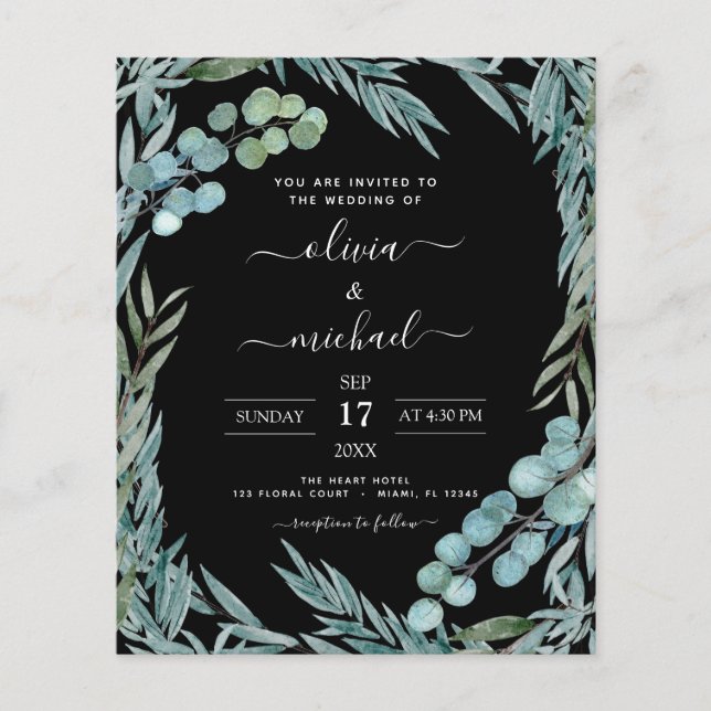 Eukalyptus Greenery Botanische Hochzeit Flyer (Vorne)