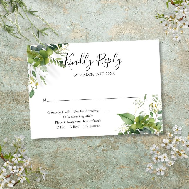 Eukalyptus Greenery Botanische Hochzeit RSVP Karte (Eucalyptus Greenery Botanical Wedding RSVP Card)