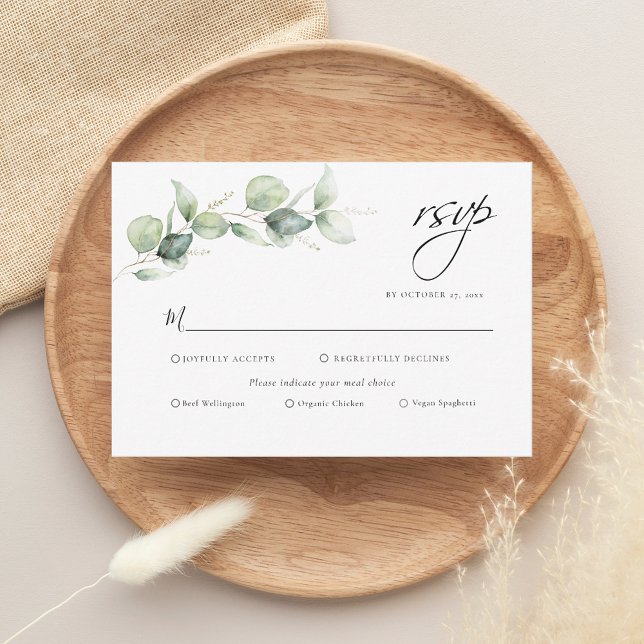 Eukalyptus Greenery Botanische Hochzeit RSVP Karte (Eucalyptus Greenery Modern Wedding RSVP Enclosure Card)