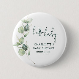 Eukalyptus Greenery Botanische Script Baby Dusche Button