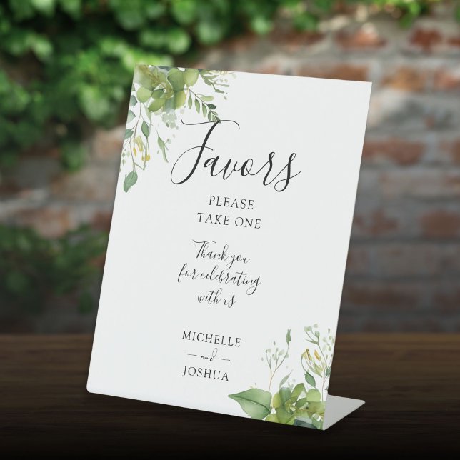 Eukalyptus Greenery Botanisches Elegantes Sockelschild (Eucalyptus Greenery Botanical Elegant Favors Pedestal Sign)