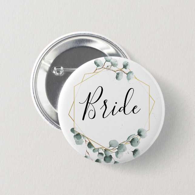 Eukalyptus Greenery Brautparty Button - Bride (Vorne & Hinten)