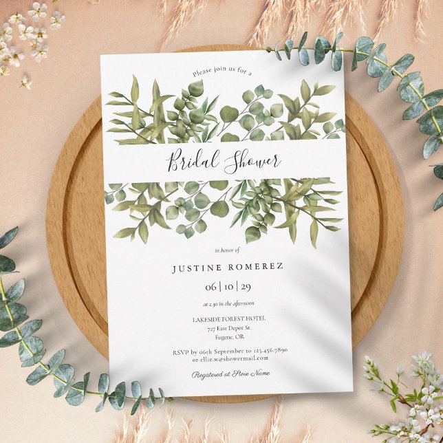 Eukalyptus Greenery Brautparty Einladung (Woodland Eucalyptus Greenery Bridal Shower Invitation)