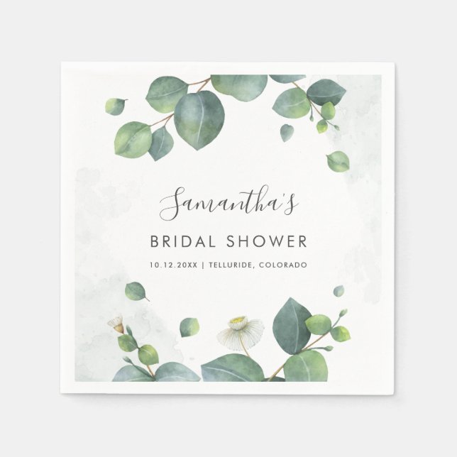 Eukalyptus Greenery Brautparty Paper Serviette (Vorderseite)