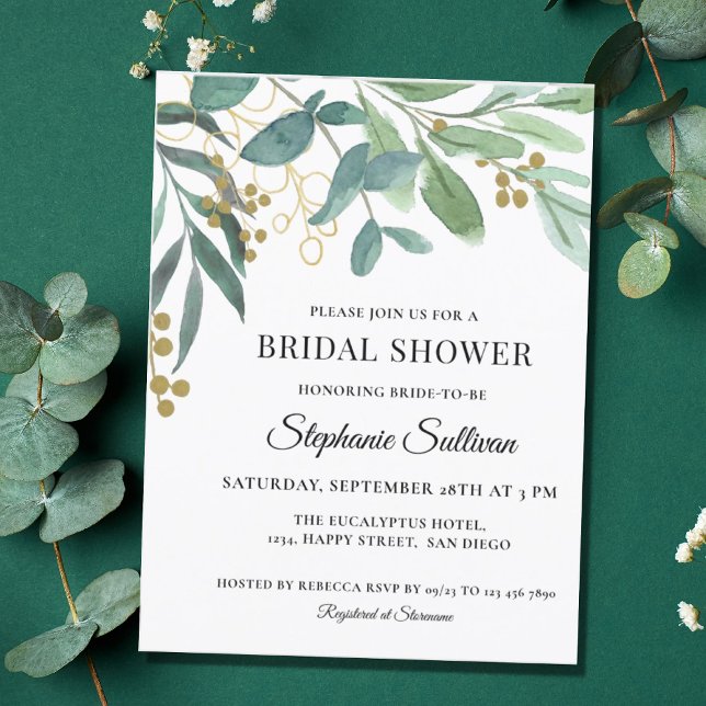 Eukalyptus Greenery Bridal Dusche Einladung Postkarte (Von Creator hochgeladen)