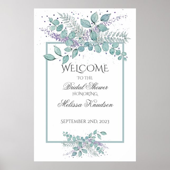 Eukalyptus Greenery Bridal Willkommen Poster (Vorne)