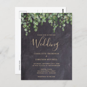 Eukalyptus Greenery Chalkboard Wedding Postkarte