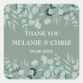 Eukalyptus Greenery Custom Boho Rustic Wedding Quadratischer Aufkleber