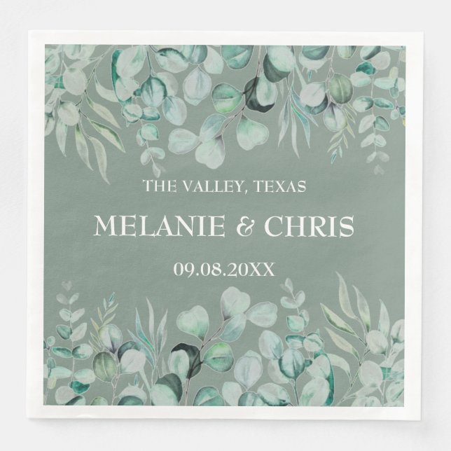 Eukalyptus Greenery Custom Boho Rustic Wedding Serviette (Vorderseite)