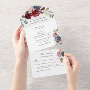Eukalyptus Greenery Dusty Blue Botanical Wedding All In One Einladung