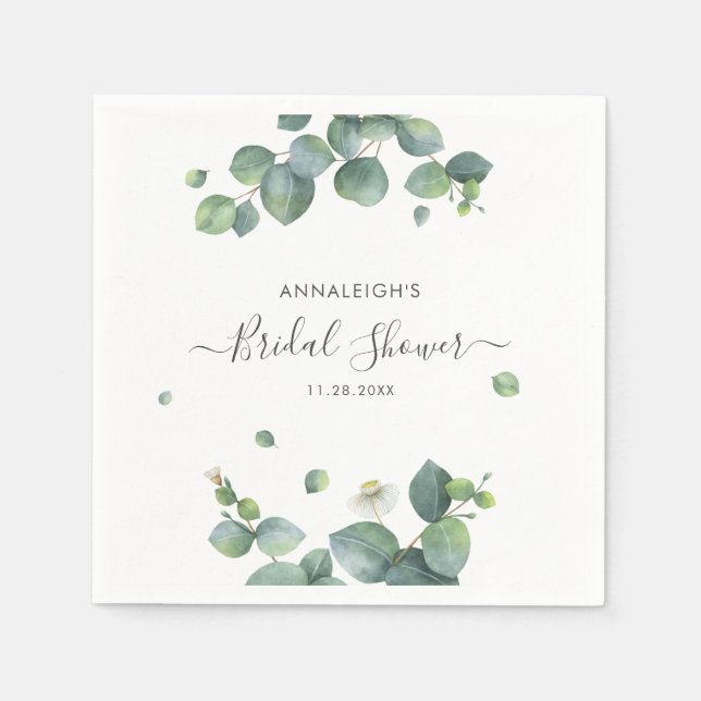 Eukalyptus Greenery Elegant Brautparty Paper Serviette (Vorderseite)