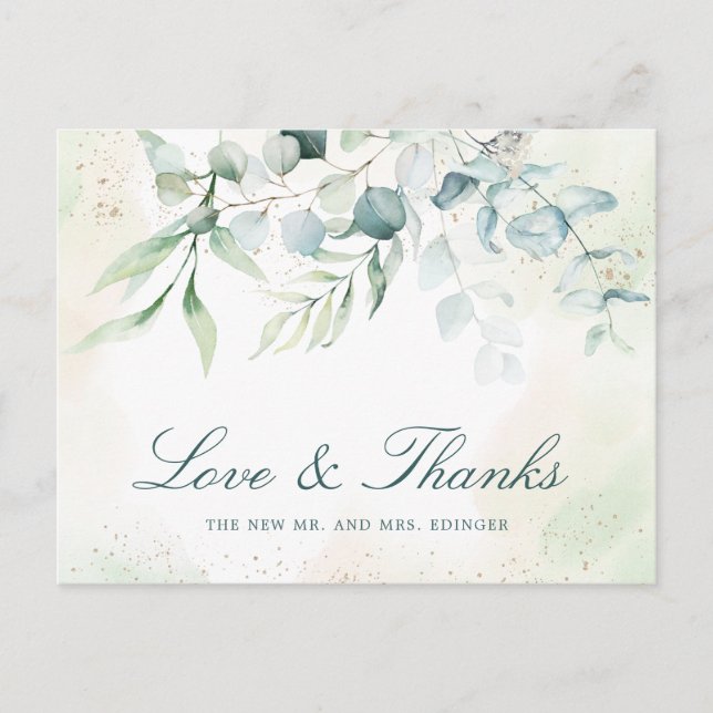 Eukalyptus Greenery Elegant Non Foto Wedding Postkarte (Vorderseite)