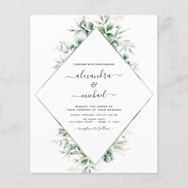 Eukalyptus Greenery Elegant Wedding Flyer (Vorne)