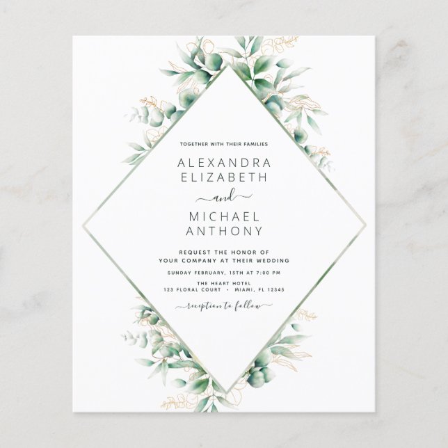 Eukalyptus Greenery Elegant Wedding Flyer (Vorne)