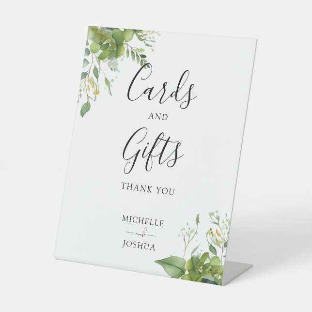Eukalyptus Greenery Elegante Karten und Geschenke Sockelschild (Vorderseite)