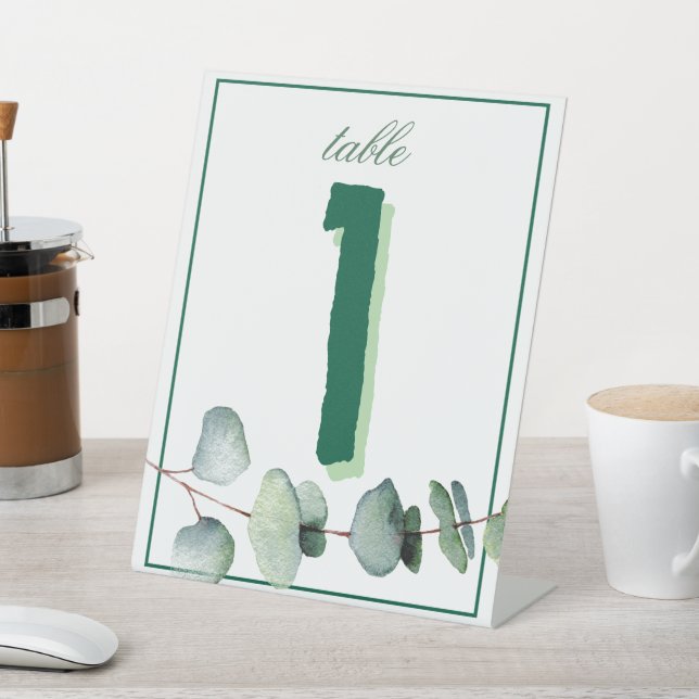 Eukalyptus Greenery Elegante Table Signs Sockelschild (In SItu)