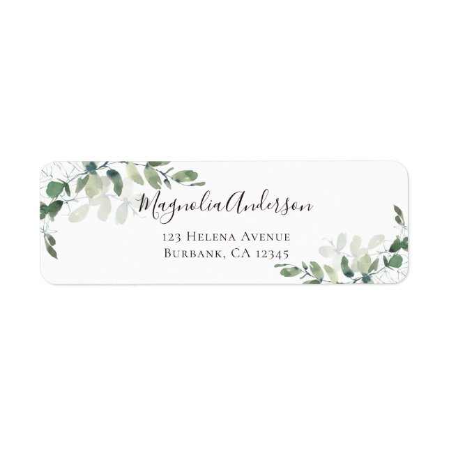 Eukalyptus Greenery Elegante Wedding Label (Vorne)