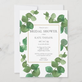 Eukalyptus Greenery Elegantes Gold Brautparty Einladung