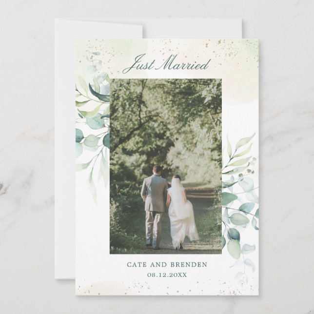 Eukalyptus Greenery Elopement Wedding Foto Ankündigung (Vorderseite)