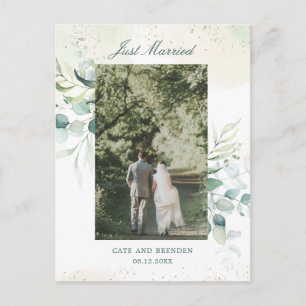 Eukalyptus Greenery Elopement Wedding Foto Ankündigungspostkarte