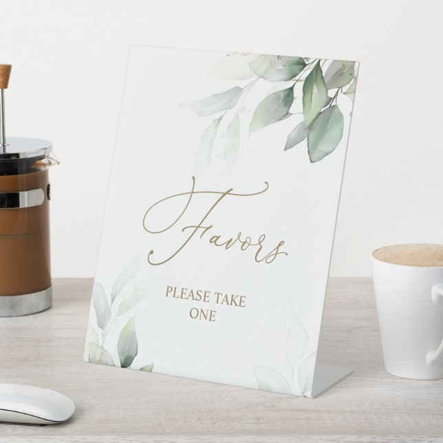 Eukalyptus Greenery Favors Table Zent Sign Sockelschild (In SItu)
