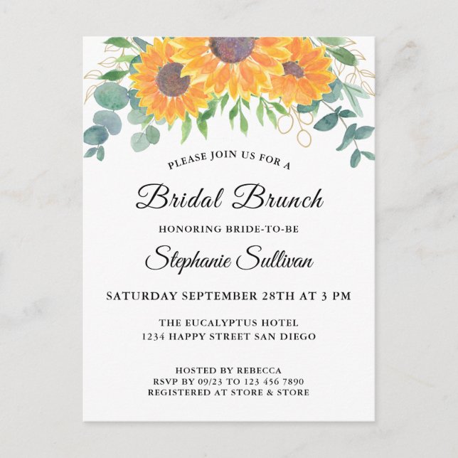 Eukalyptus Greenery Floral Bridal Brunch Einladungspostkarte (Vorderseite)