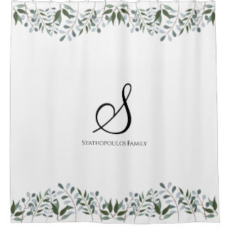 Eukalyptus Greenery Floral Familienname Duschvorhang
