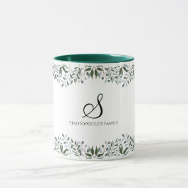 Eukalyptus Greenery Floral Familienname Tasse