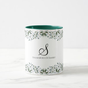 Eukalyptus Greenery Floral Familienname Tasse