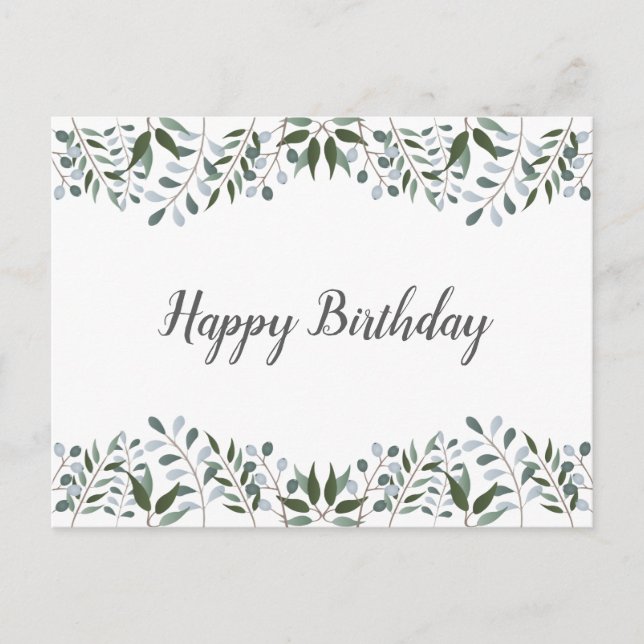 Eukalyptus Greenery Floral Happy Birthday Postkarte (Vorderseite)