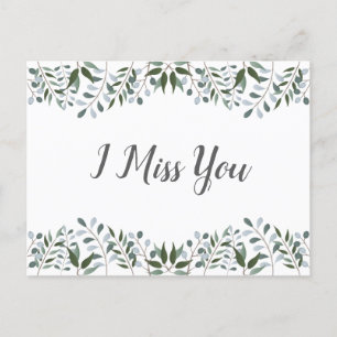 Eukalyptus Greenery Floral I Miss You Postkarte