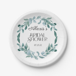 Eukalyptus Greenery Frame Green Blue Brautparty Pappteller