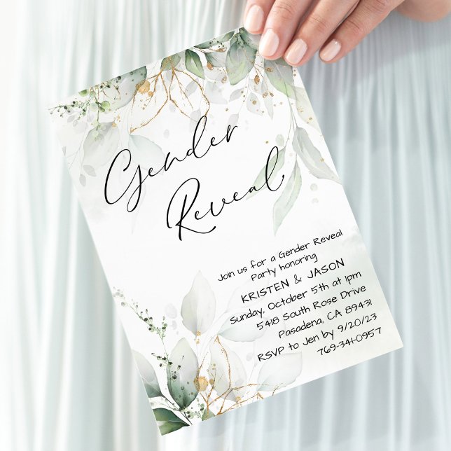 Eukalyptus Greenery Gender Reveal Party Einladung (Von Creator hochgeladen)