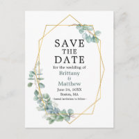 Eukalyptus Greenery Geo Frame Save the Date