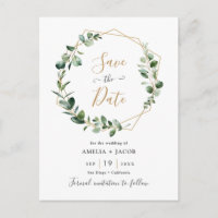 Eukalyptus Greenery Geometric Frame Save the Date
