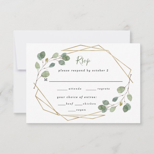 Eukalyptus Greenery Geometric Meal Choice RSVP Karte (Vorderseite)