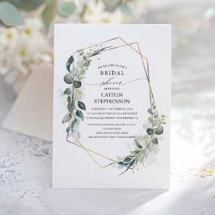 Eukalyptus Greenery Geometric Modern Brautparty Einladung