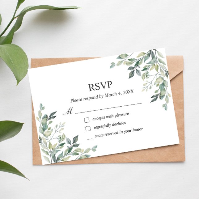Eukalyptus Greenery Geometric RSVP Card Dankeskarte (Von Creator hochgeladen)