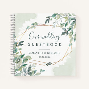 Eukalyptus Greenery Geometric Wedding Gästebuch Notizbuch