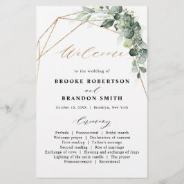 Eukalyptus Greenery Geometric Wedding Program
