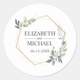 Eukalyptus Greenery Geometric Wedding Runder Aufkleber