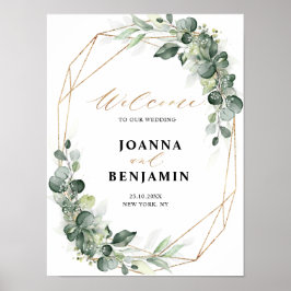 Eukalyptus Greenery Geometric Wedding Willkommen Poster
