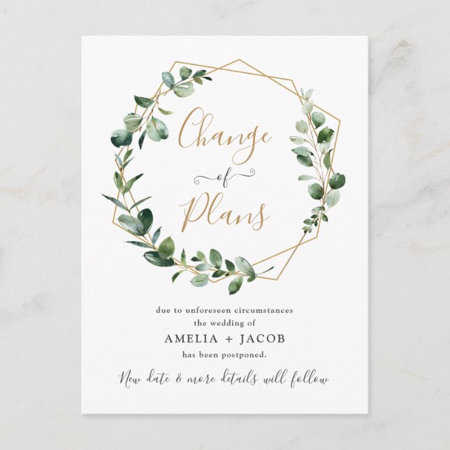 Eukalyptus Greenery Geometrische Planänderung Postkarte (Vorderseite)