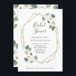 Eukalyptus Greenery | Geometrisches Brautparty Einladung<br><div class="desc">Diese minimalistische und trendige Brautdusche lädt mit schlichten und romantischen Aquarellen Eukalyptus-Blätter und Blattwerk auf einem Imitat goldenen geometrischen Mitte Rahmen ein.</div>